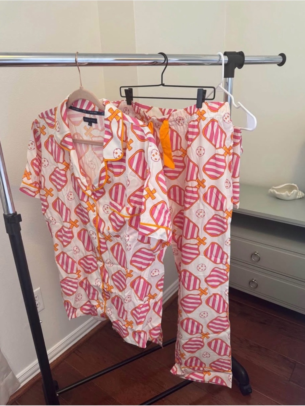 Katie Kime Pink & Orange Striped pickleball Pajama Set